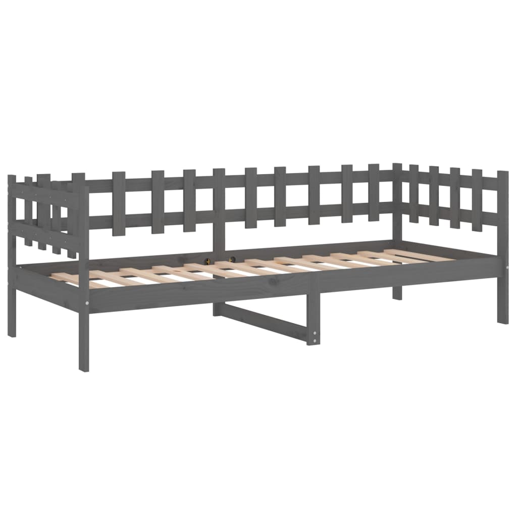 Lit de jour sans matelas gris 90x190 cm bois de pin massif