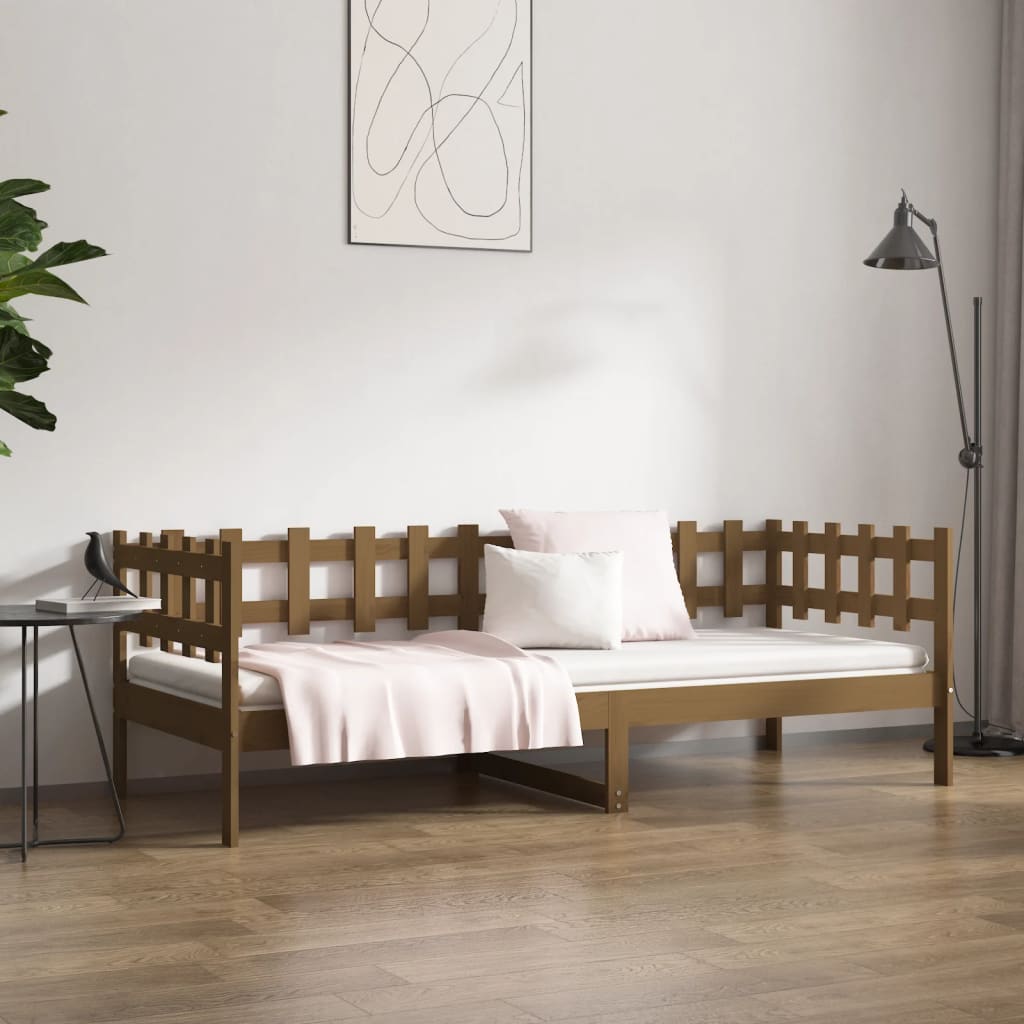 Lit de jour sans matelas marron miel 90x190 cm bois pin massif