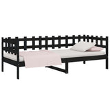 Lit de jour sans matelas noir 90x190 cm bois de pin massif