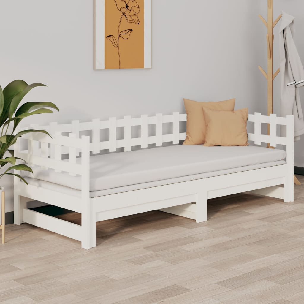 Sliding bed without mattress white 2x(80x200)cm