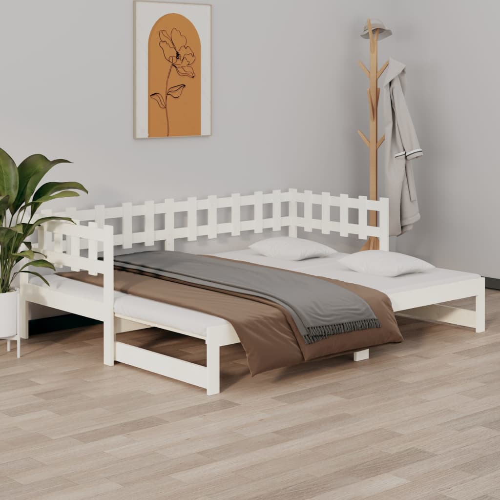 Sliding bed without mattress white 2x(80x200)cm