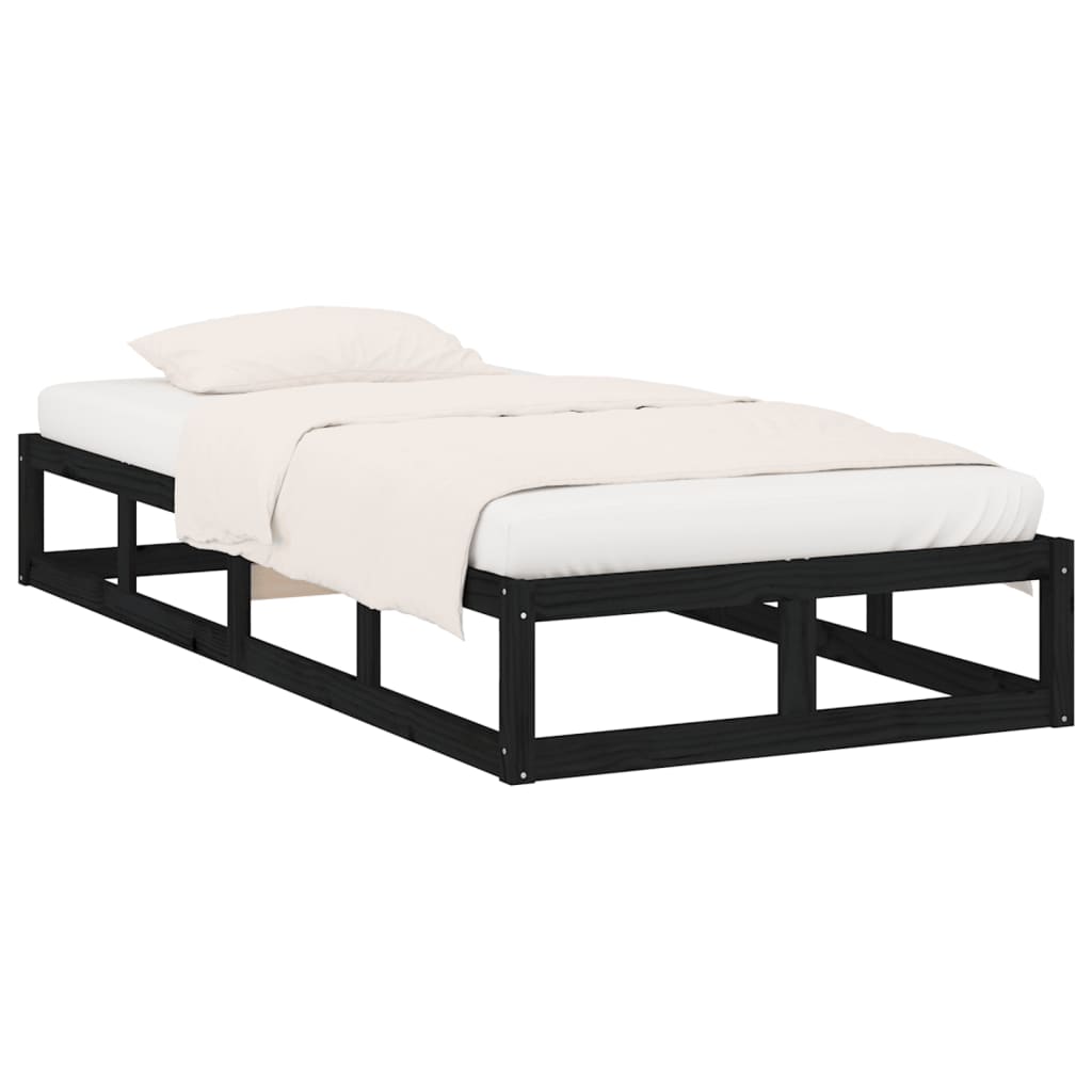 Bed frame without mattress black 90x200 cm solid wood