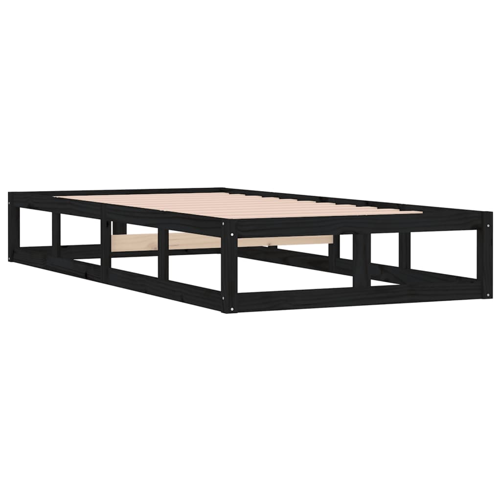 Bed frame without mattress black 90x200 cm solid wood