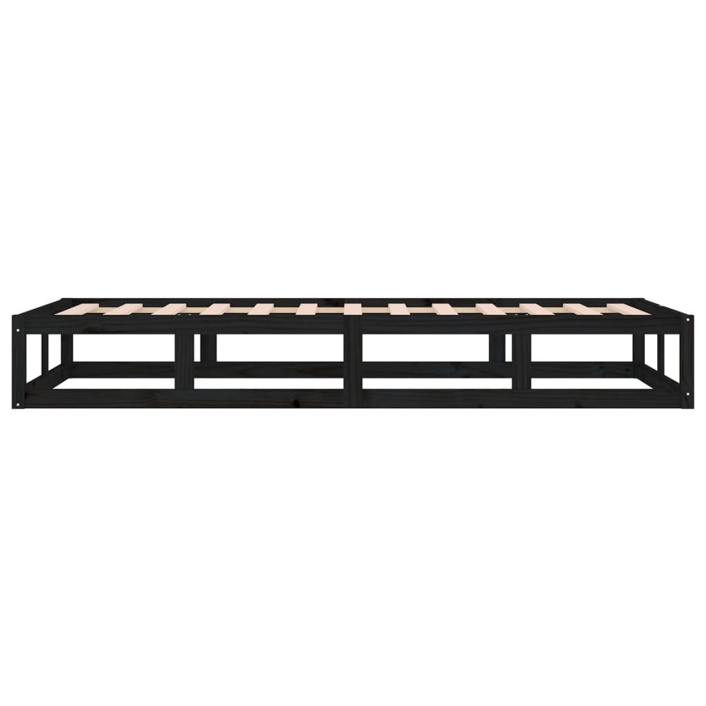 Cadre de lit sans matelas noir 100x200 cm bois massif