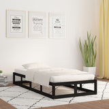 Cadre de lit sans matelas noir 100x200 cm bois massif