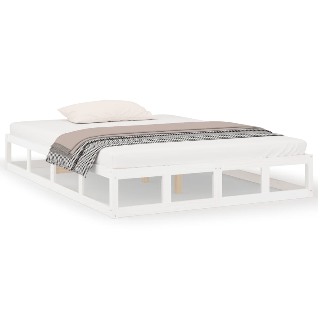 Cadre de lit sans matelas blanc 120x200 cm bois massif