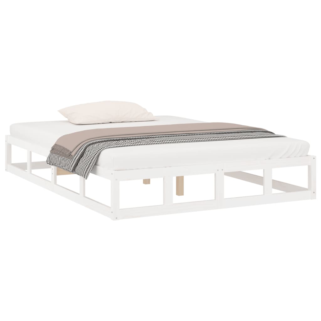 Cadre de lit sans matelas blanc 120x200 cm bois massif