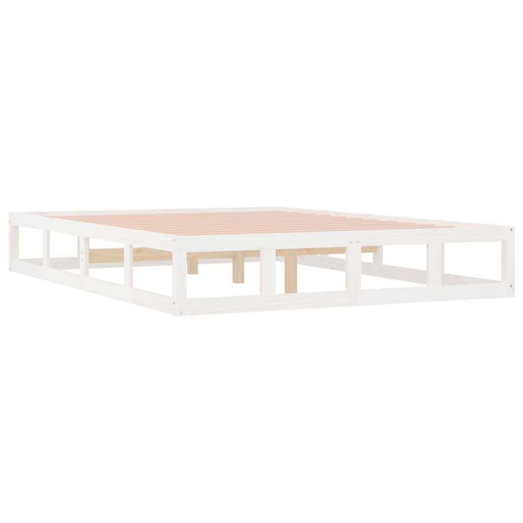 Cadre de lit sans matelas blanc 120x200 cm bois massif