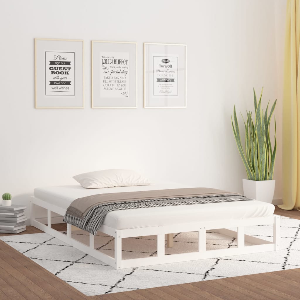 Cadre de lit sans matelas blanc 120x200 cm bois massif