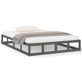 Cadre de lit sans matelas gris 120x200 cm bois massif