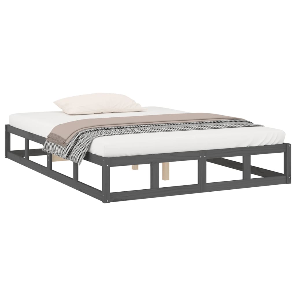 Cadre de lit sans matelas gris 120x200 cm bois massif