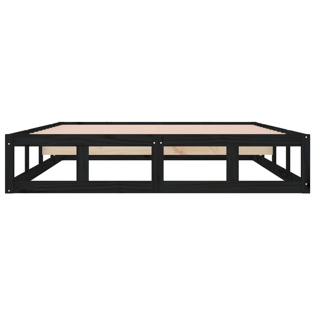 Cadre de lit sans matelas noir 120x200 cm bois massif