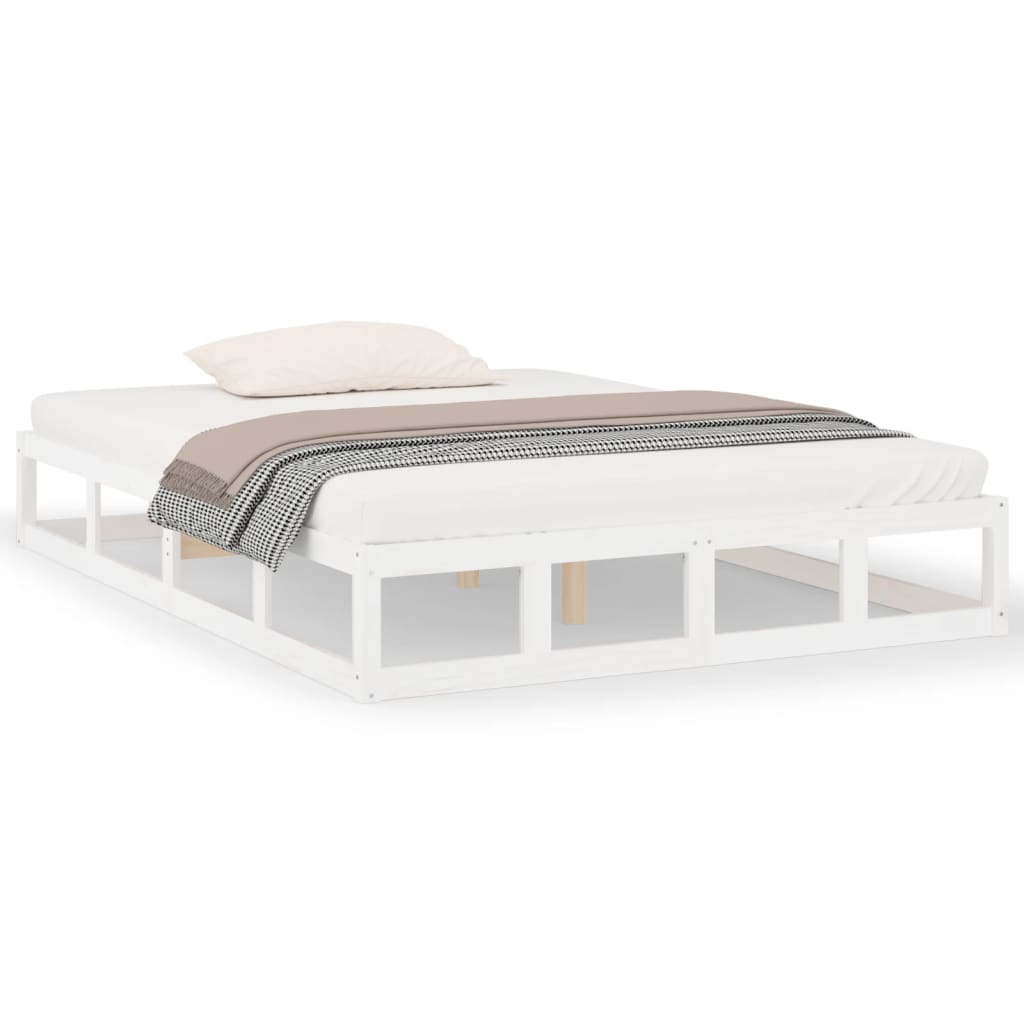 Cadre de lit sans matelas blanc 140x200 cm bois massif