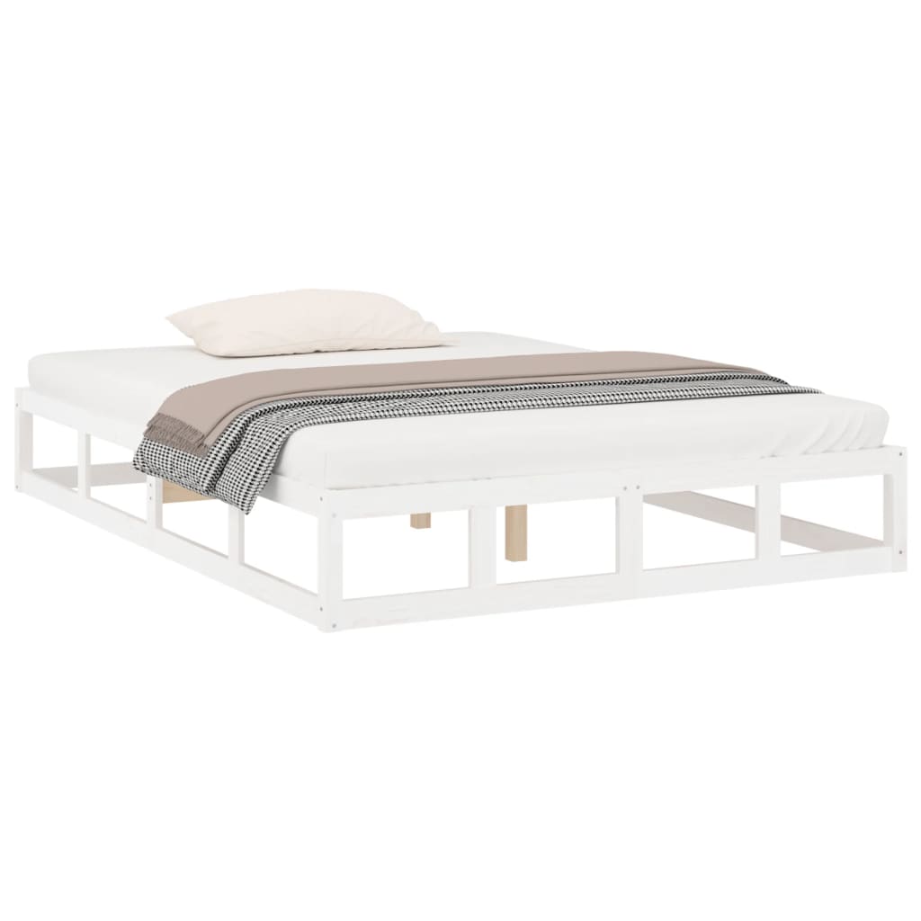 Cadre de lit sans matelas blanc 140x200 cm bois massif