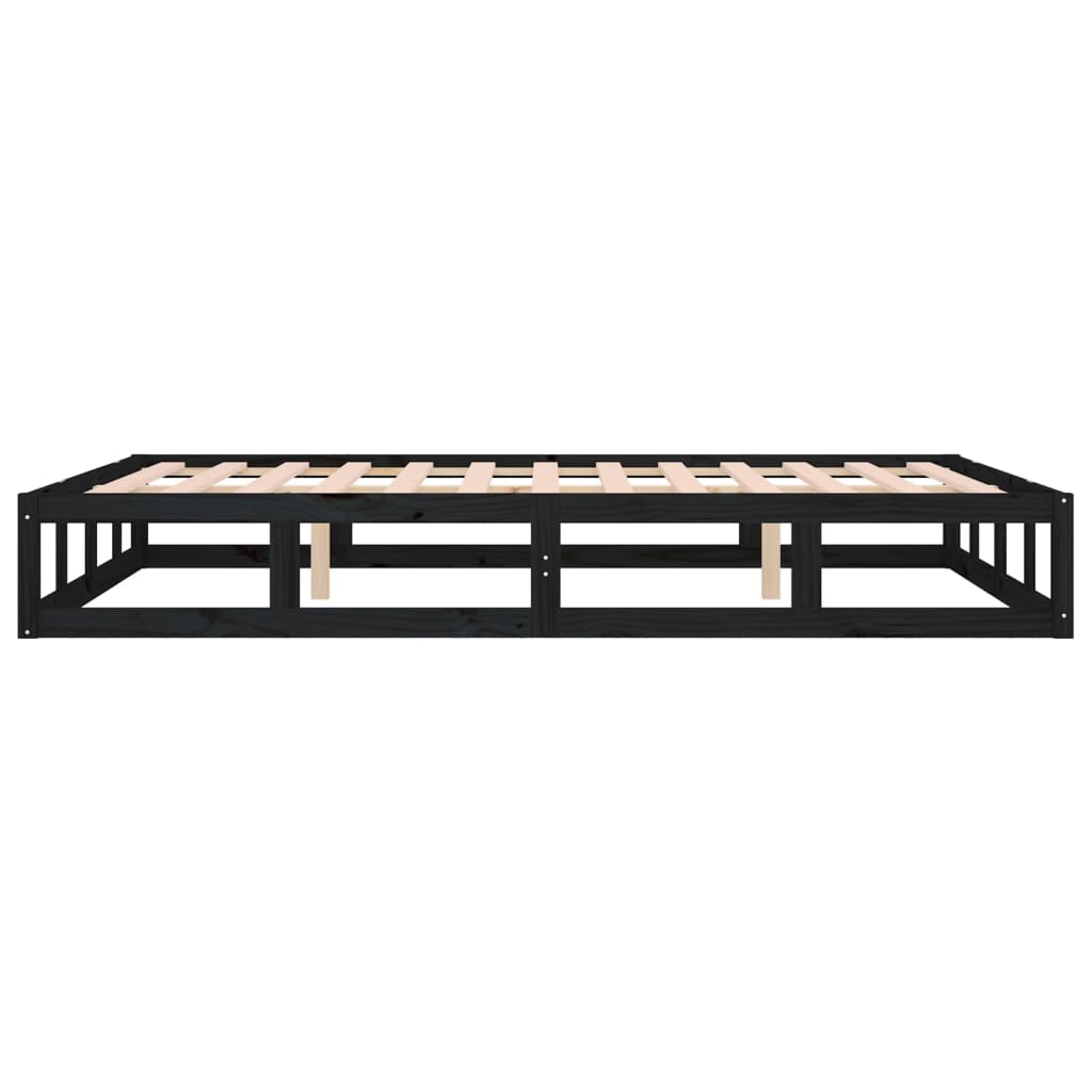 Cadre de lit sans matelas noir 140x200 cm bois massif