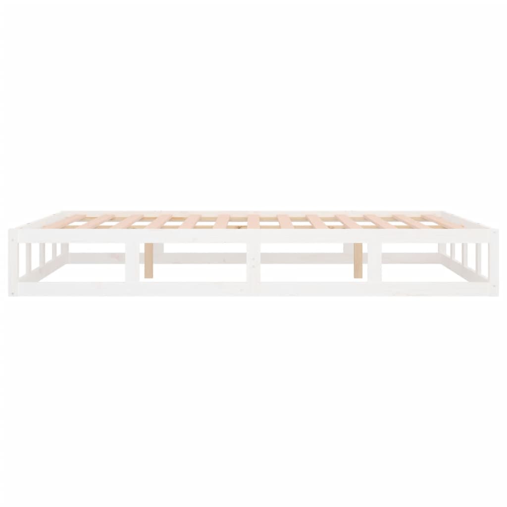 Cadre de lit sans matelas blanc 150x200 cm bois massif