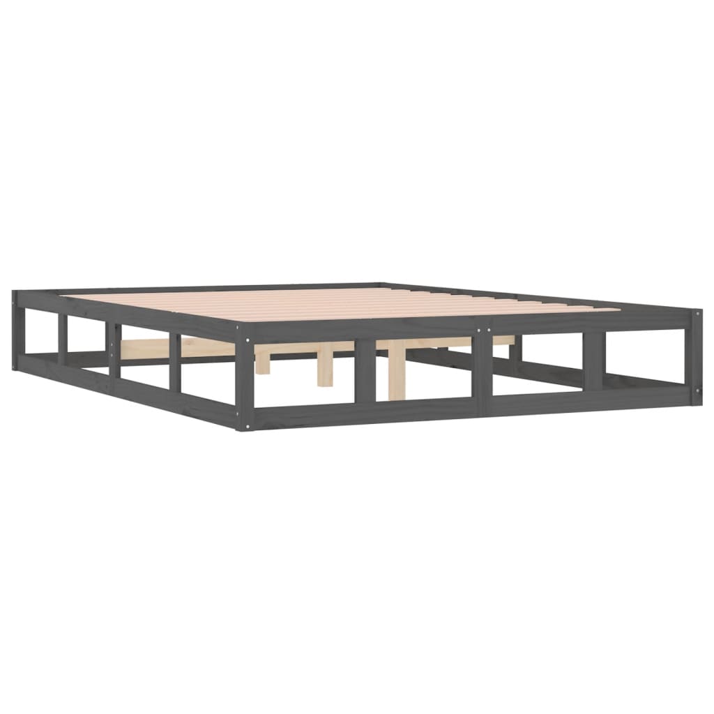 Bed frame without mattress gray 150x200 cm solid wood