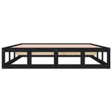 Bed frame without mattress black 160x200 cm solid wood