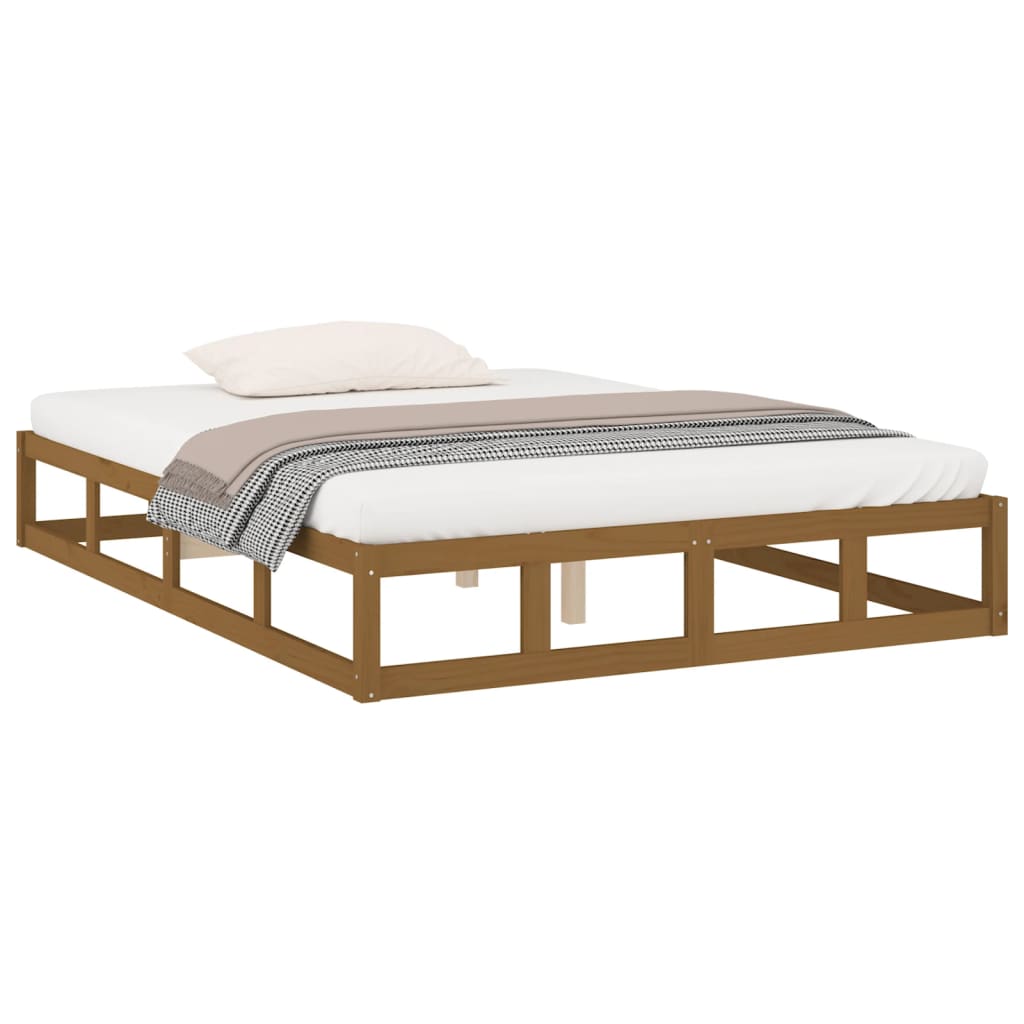 Bed frame without mattress honey brown 200x200 cm solid wood