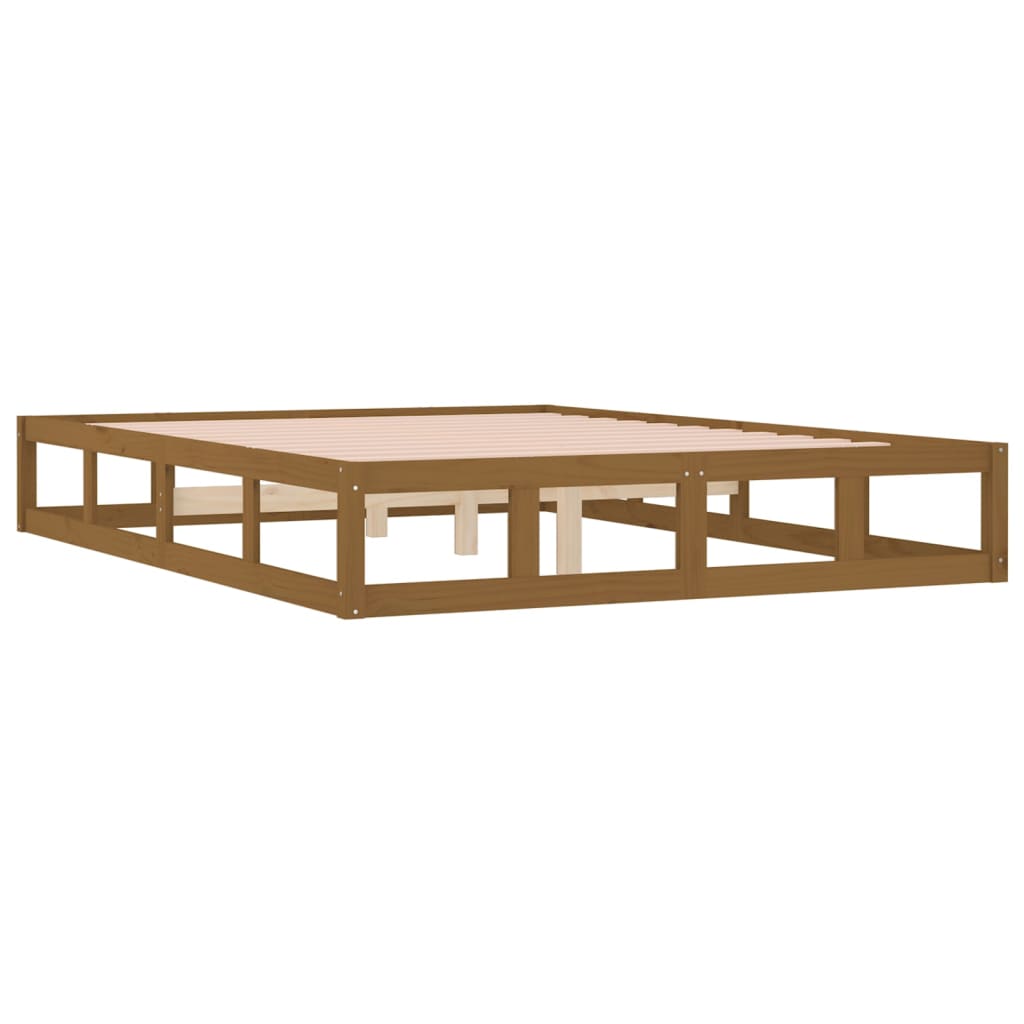 Bed frame without mattress honey brown 200x200 cm solid wood