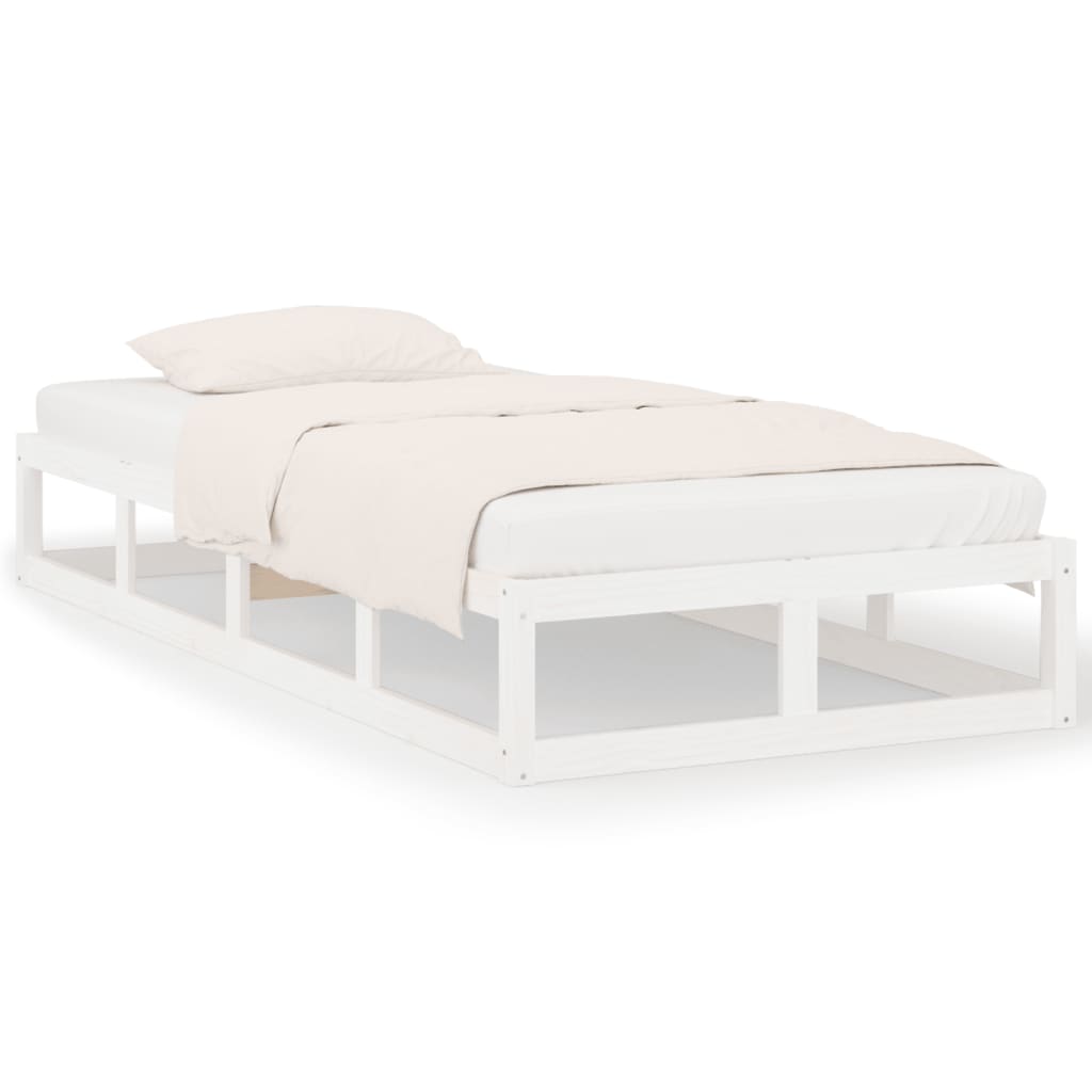 Bed frame without mattress white 75x190 cm solid wood