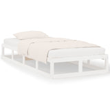 Bed frame without mattress white 75x190 cm solid wood