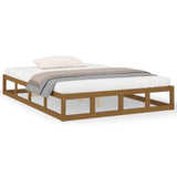 Bed frame without mattress honey brown 120x190 cm solid wood