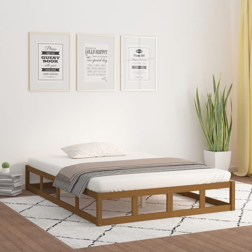 Bed frame without mattress honey brown 120x190 cm solid wood