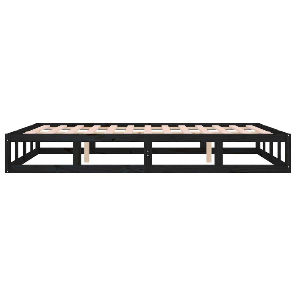 Bed frame without mattress black 120x190 cm solid wood