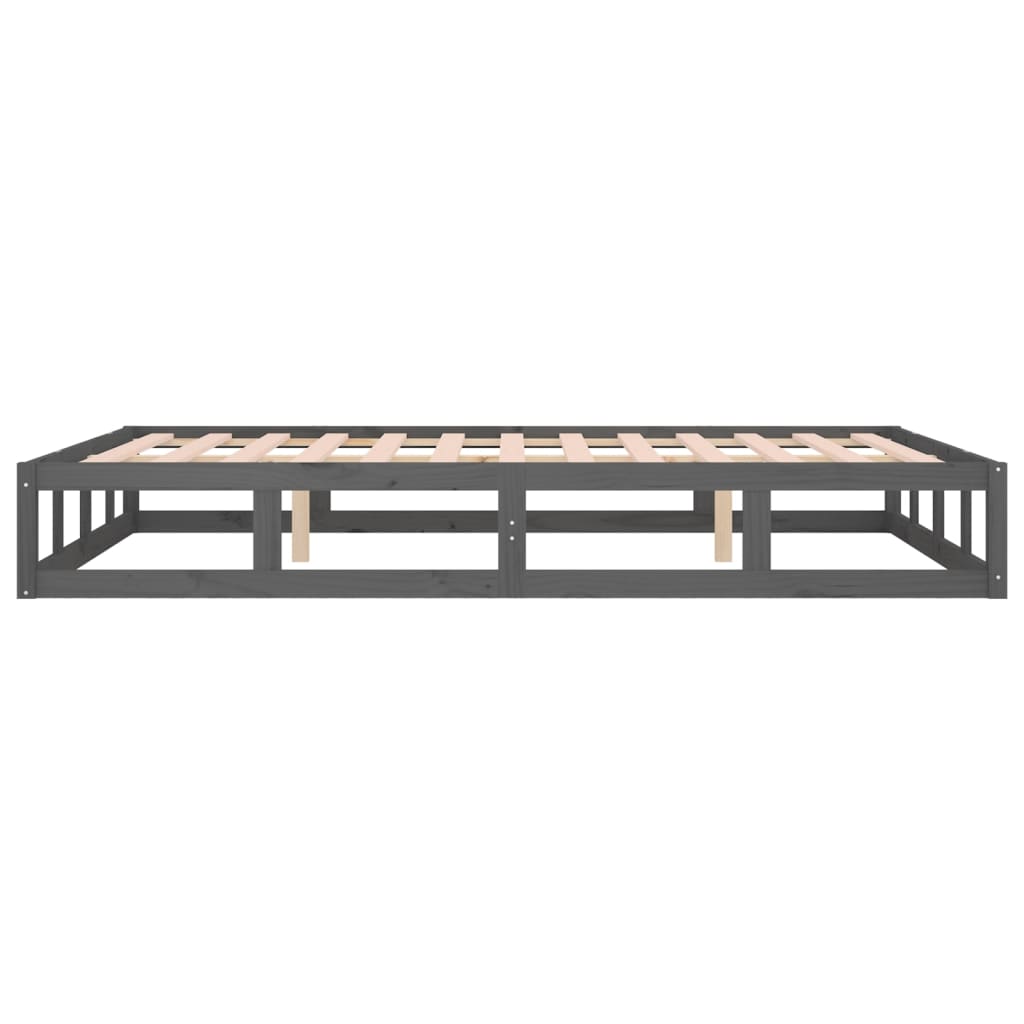 Bed frame without mattress gray 135x190 cm solid wood