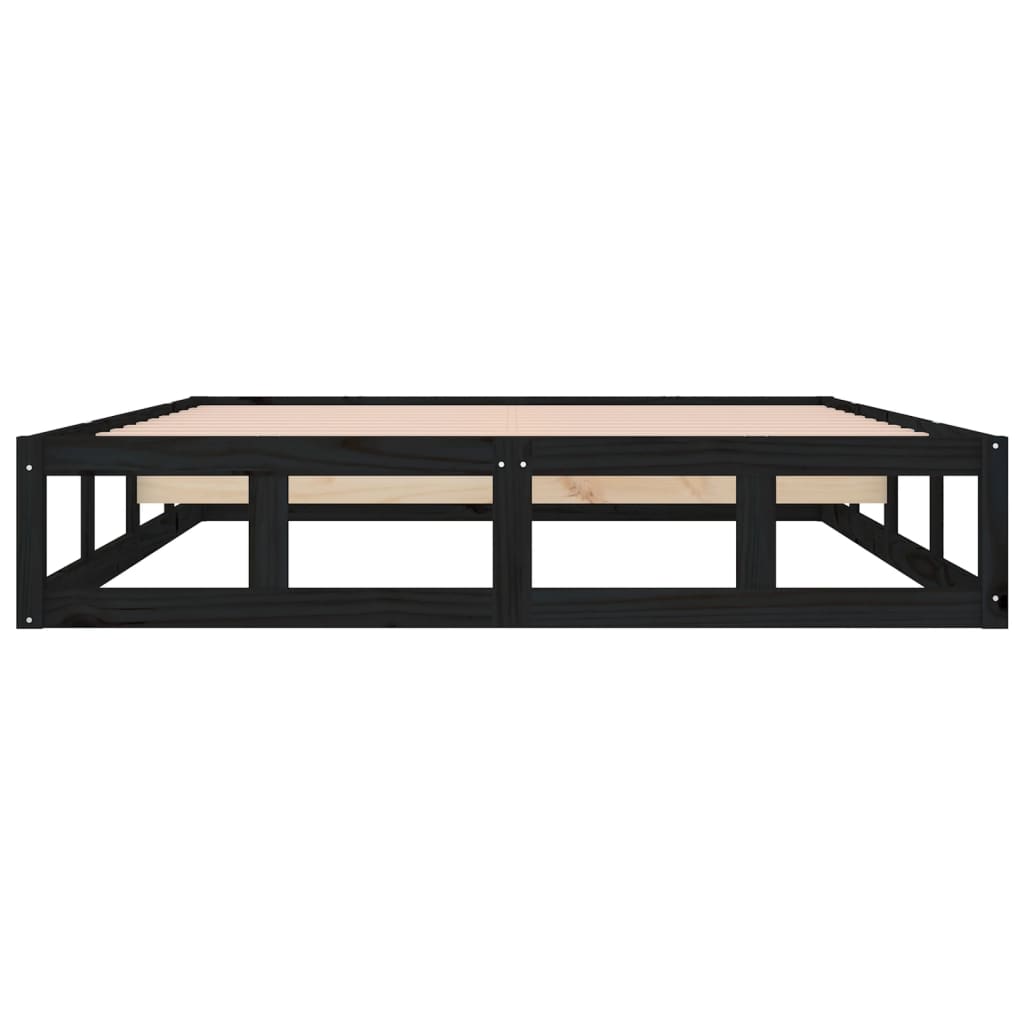 Bed frame without mattress black 135x190 cm solid wood