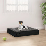 Dog Bed Black 51.5x44x9 cm Solid Pine Wood