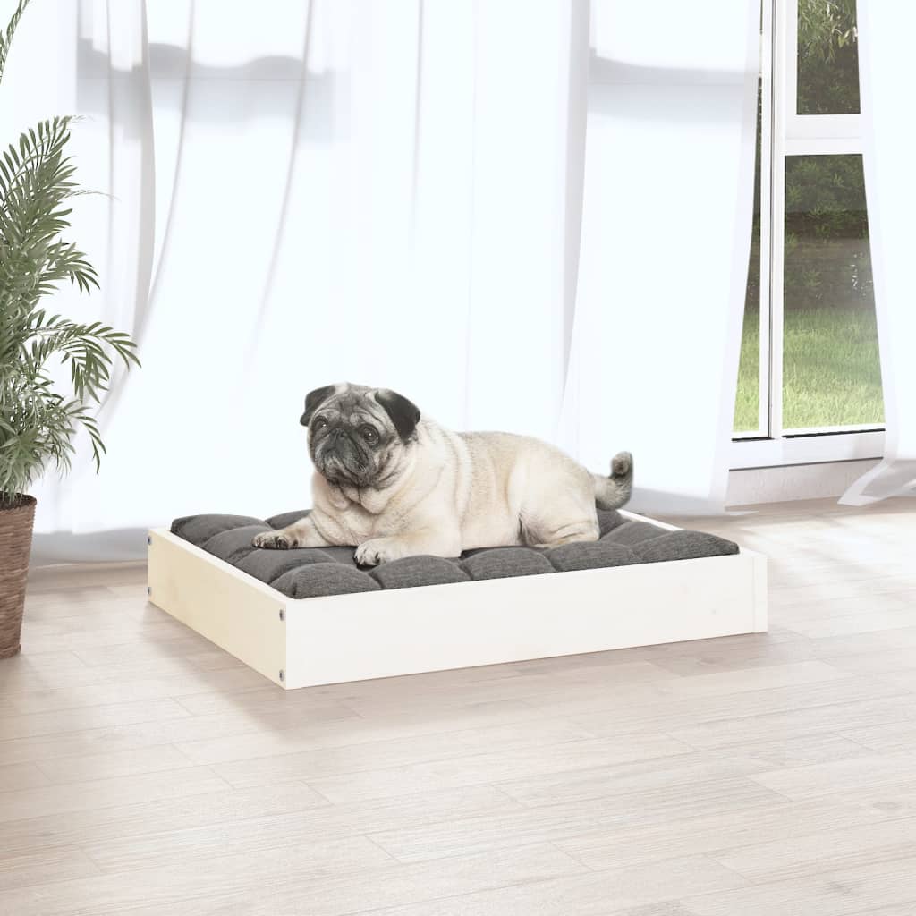 Lit pour chien Blanc 61,5x49x9 cm Bois de pin solide