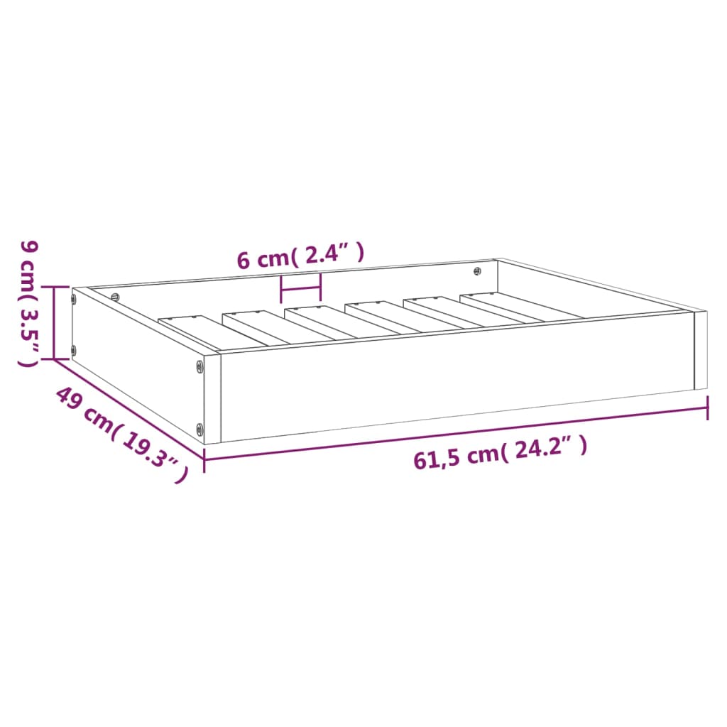 Dog bed Grey 61.5x49x9 cm Solid pine wood