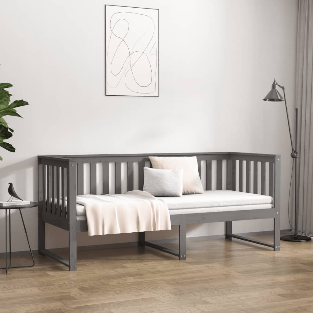 Lit de jour sans matelas gris 80x200 cm bois de pin massif