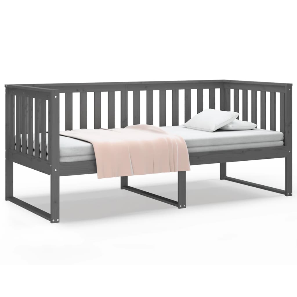 Lit de jour sans matelas gris 90x190 cm bois de pin massif