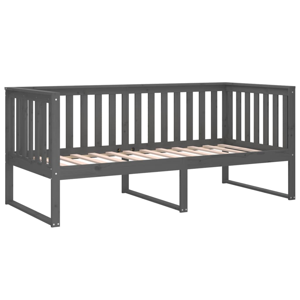 Lit de jour sans matelas gris 90x190 cm bois de pin massif