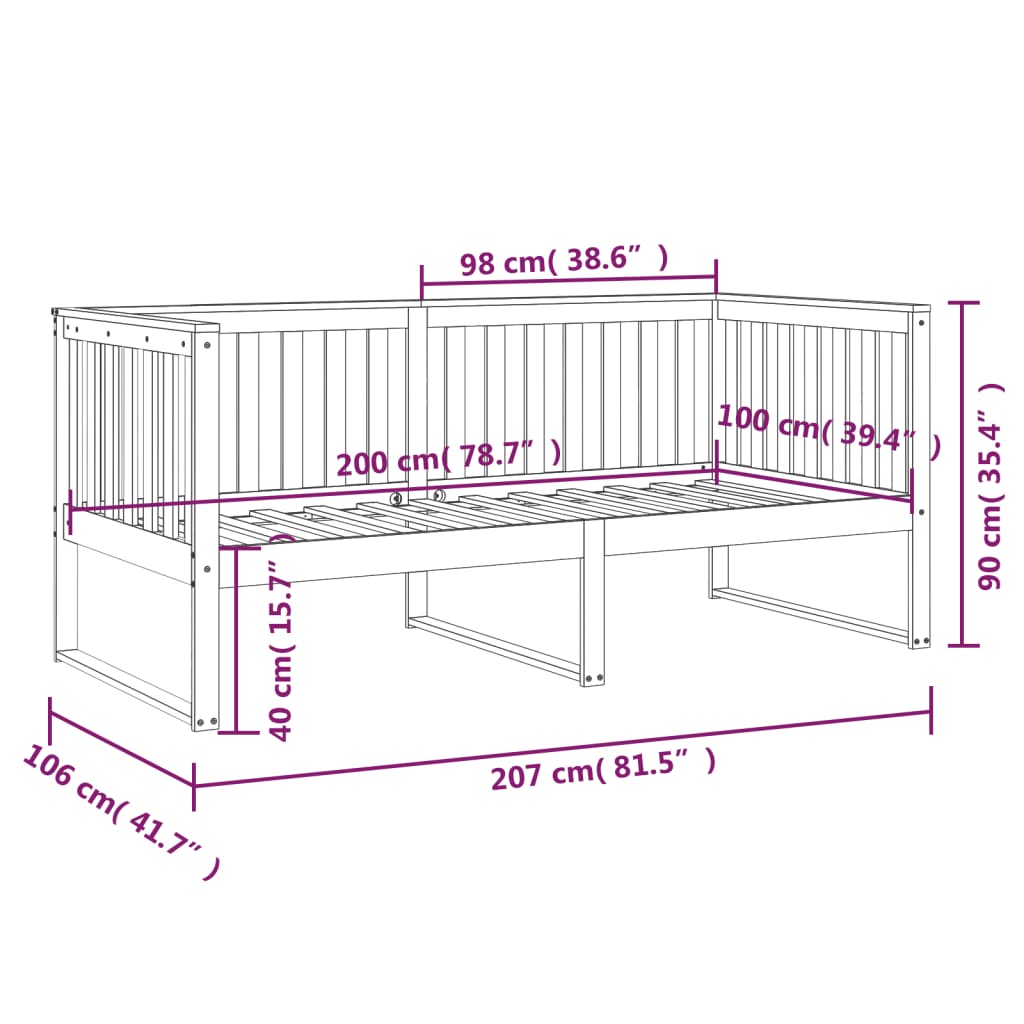 Day bed without mattress honey brown 100x200 cm solid pine wood