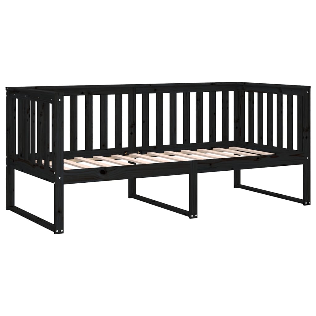 Day bed without mattress black 100x200 cm solid pine wood