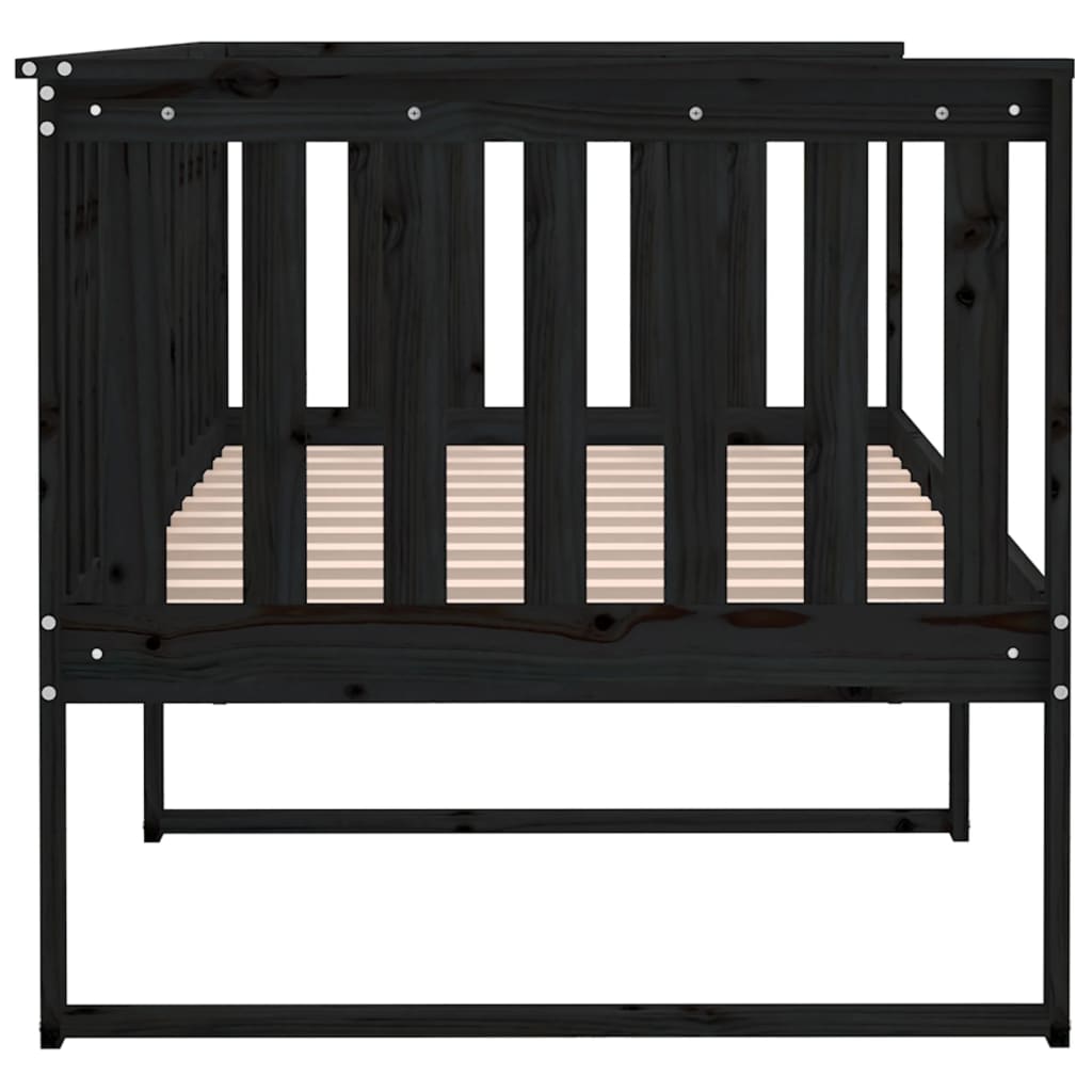 Day bed without mattress black 100x200 cm solid pine wood