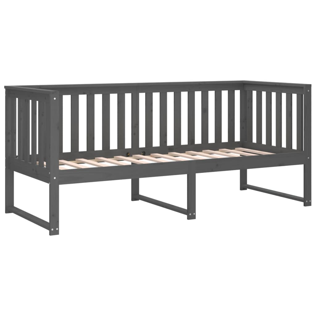 Lit de jour sans matelas gris 75x190 cm bois de pin massif