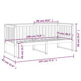 Lit de jour sans matelas gris 75x190 cm bois de pin massif