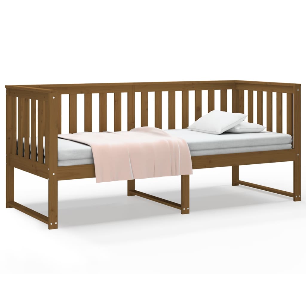 Lit de jour sans matelas marron miel 75x190 cm bois pin massif