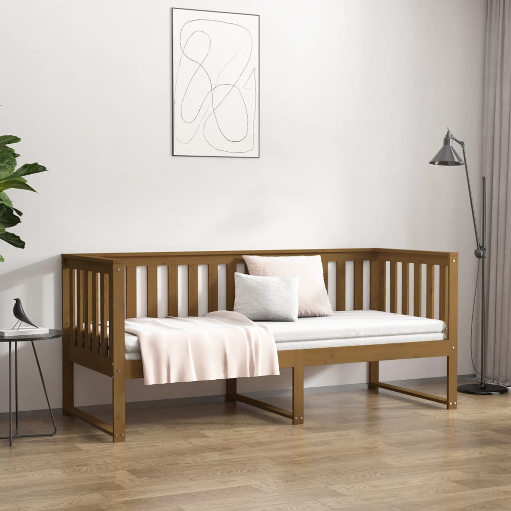 Lit de jour sans matelas marron miel 75x190 cm bois pin massif