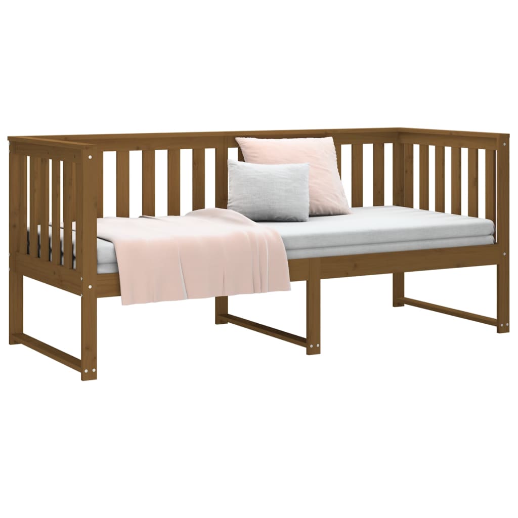 Lit de jour sans matelas marron miel 75x190 cm bois pin massif