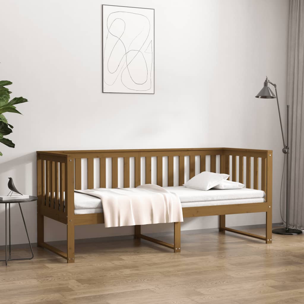 Lit de jour sans matelas marron miel 75x190 cm bois pin massif