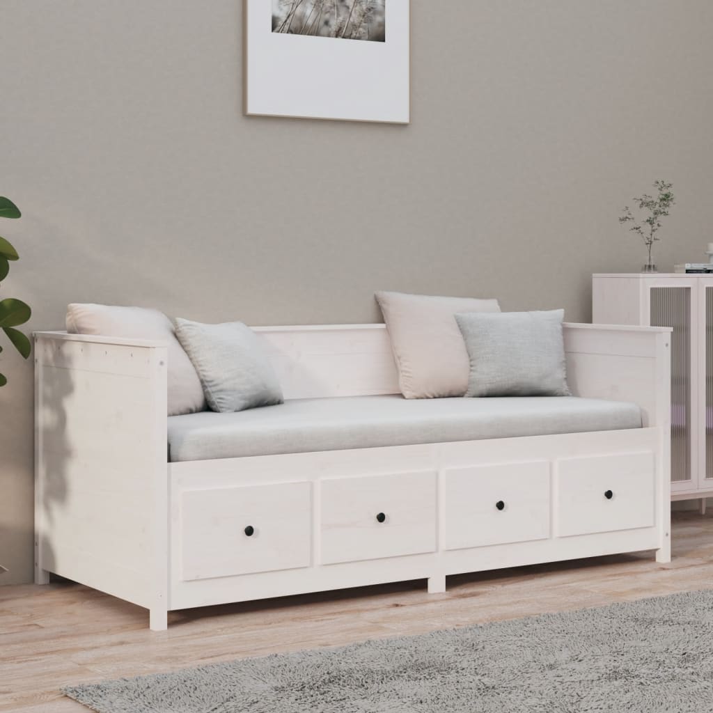 Day bed without mattress white 100x200 cm solid pine wood