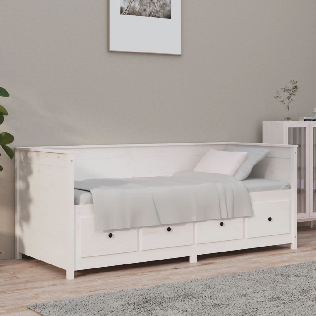 Lit de jour sans matelas blanc 100x200 cm bois de pin massif