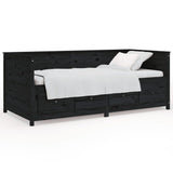 Day bed without mattress black 100x200 cm solid pine wood