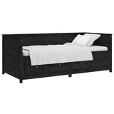 Day bed without mattress black 100x200 cm solid pine wood